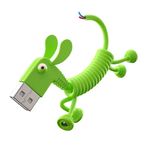 Zelená usb pes — Stock fotografie