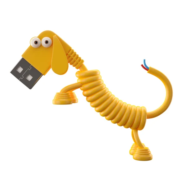 Perro USB amarillo — Foto de Stock