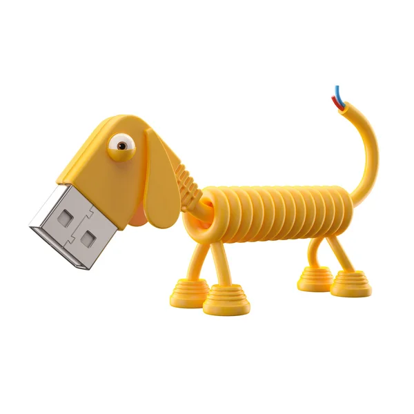 Cão USB amarelo — Fotografia de Stock