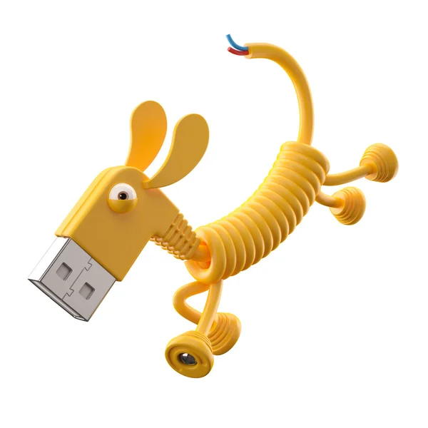 Žlutá usb pes — Stock fotografie