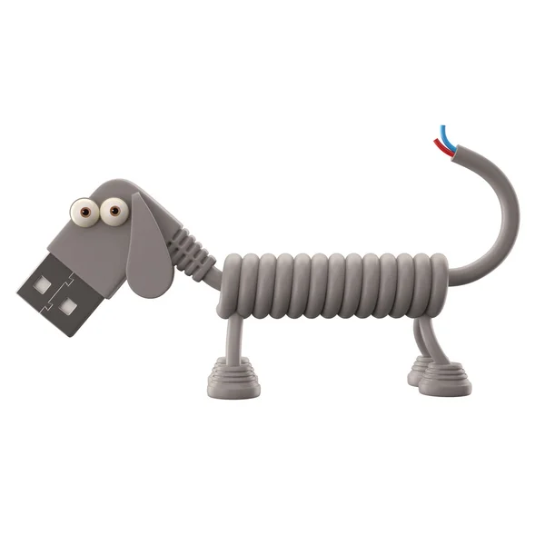 灰色の usb 犬 — ストック写真