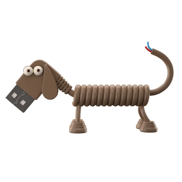 Cane USB marrone — Foto Stock