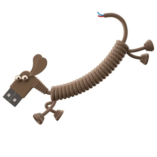 Cane USB marrone — Foto Stock