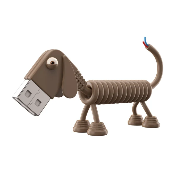 Cão USB marrom — Fotografia de Stock