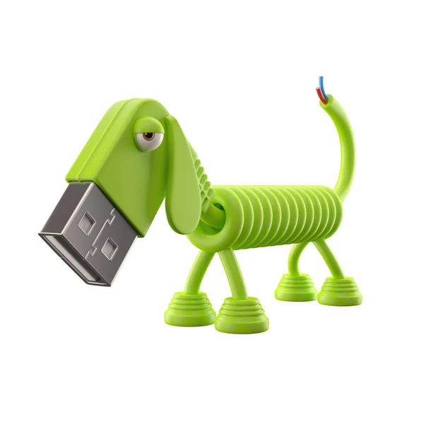 Zelená usb pes — Stock fotografie