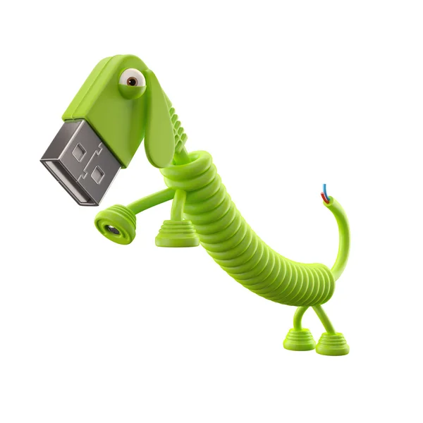 Green USB dog — Stock Photo, Image