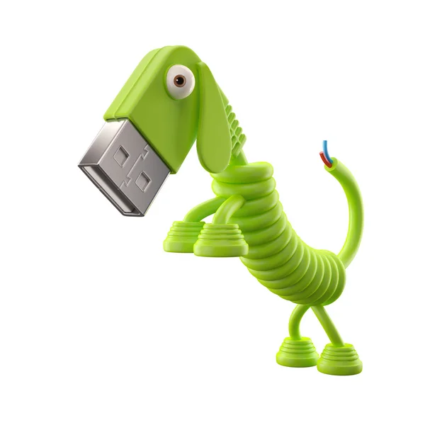 Cão USB verde — Fotografia de Stock