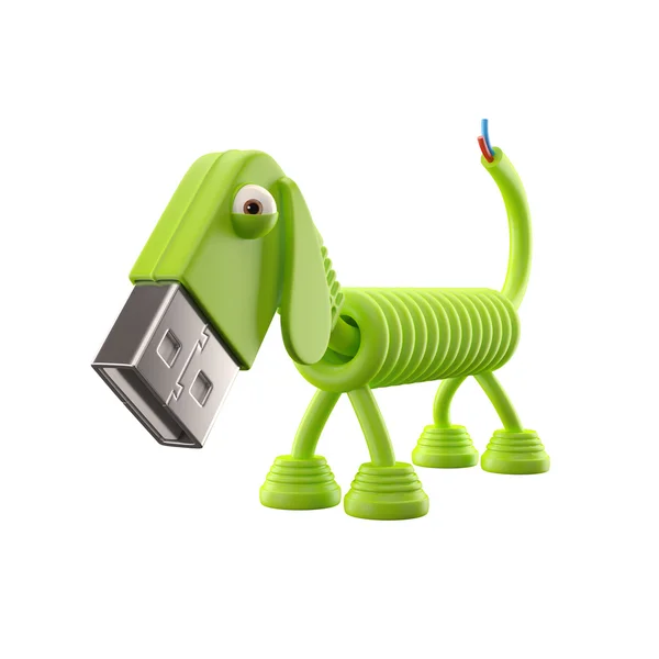 緑の usb 犬 — ストック写真