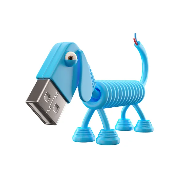 Blue USB dog — Stock Photo, Image