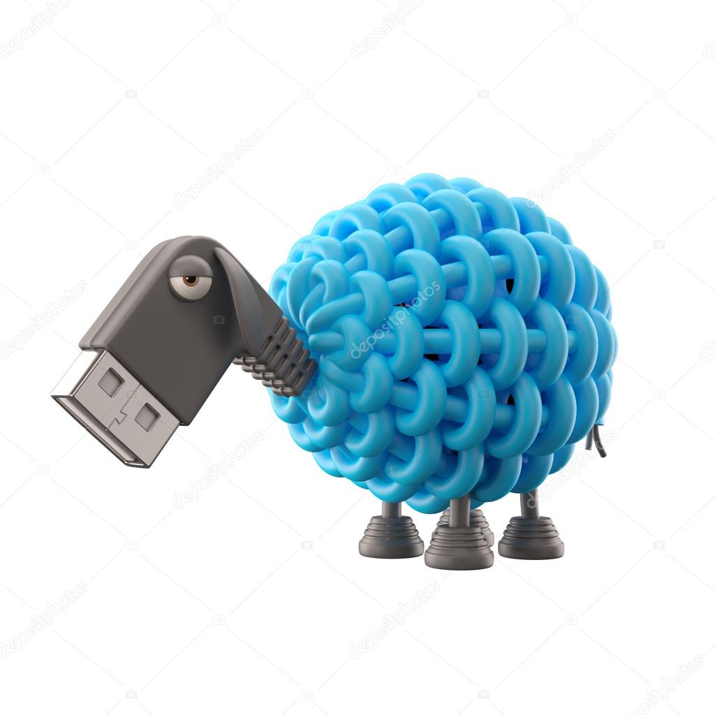 Blue USB sheep