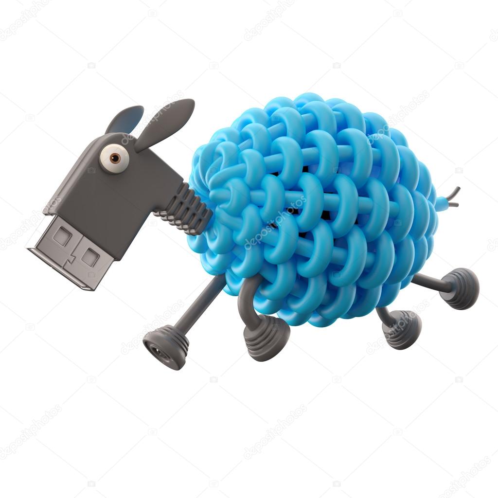Blue USB sheep