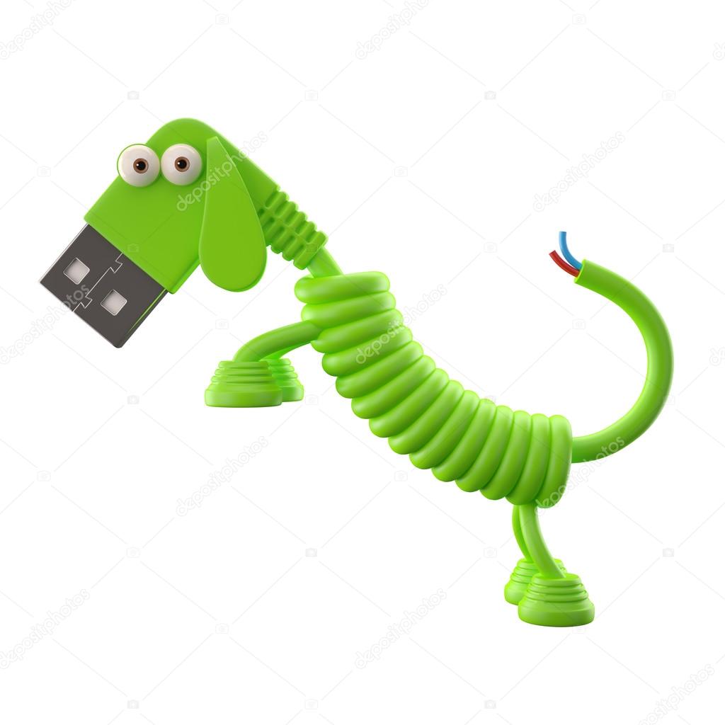Green USB dog