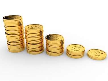 altın para yığınları.
