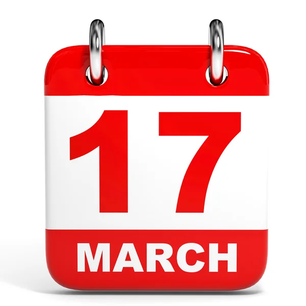 Calendar on white background. 17 March. — Stock Photo, Image