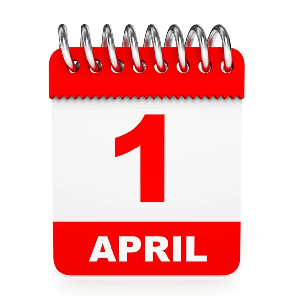 Calendar on white background. 1 April. — Stock Photo, Image