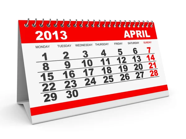 Calendario Abril 2013 . —  Fotos de Stock