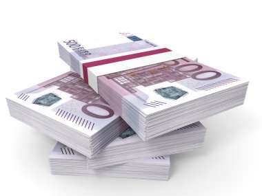 Avro banknotları yığını.