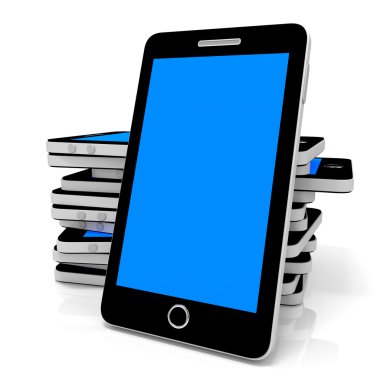yığın-in mavi perde ile akıllı telefonlar.