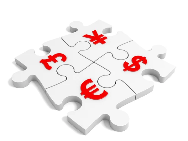 Puzzel valuta concept. — Stockfoto