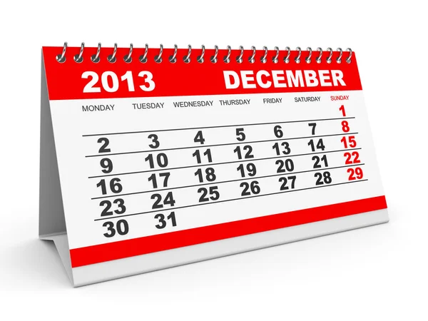 Kalendarz grudnia 2013 r.. — Zdjęcie stockowe