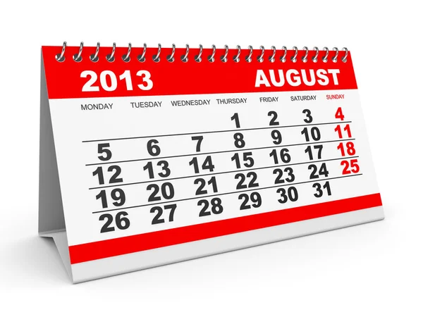 Kalendarz sierpień 2013. — Zdjęcie stockowe