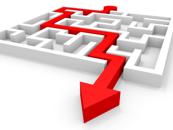 Стрела проходит через лабиринт. Правильное решение
