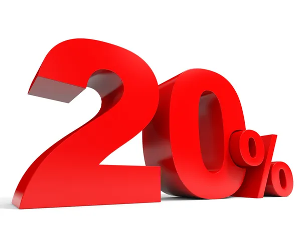 Rouge 20 % de réduction. Rabais 20 pour cent . — Photo