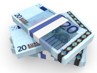 Avro banknotları yığını.