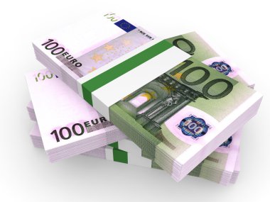 Avro banknotları yığını.