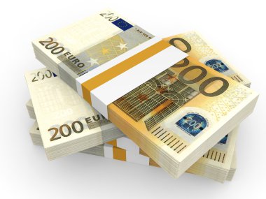 Avro banknotları yığını.