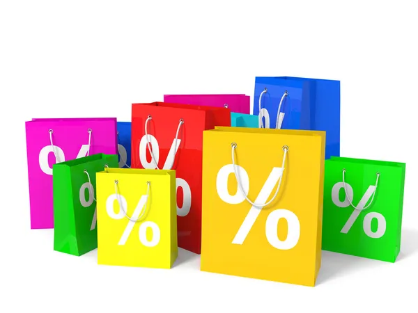 Einkaufstüten mit Prozent-Zeichen. — Stockfoto