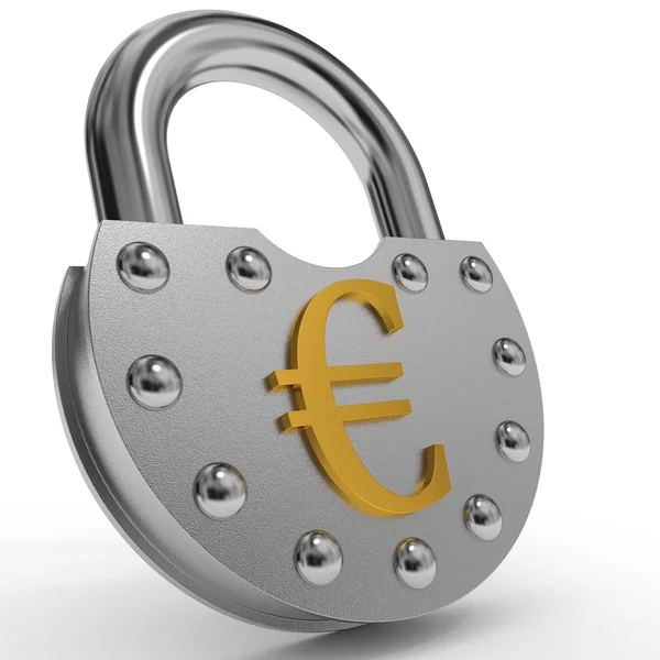 Padlock with golden euro symbol. — Stock Photo, Image