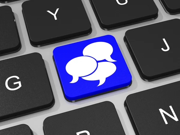 Tecla de conversación de burbujas en el teclado del ordenador portátil . — Foto de Stock