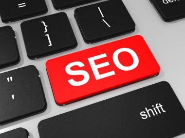 dizüstü bilgisayarın klavyesinde SEO anahtar.