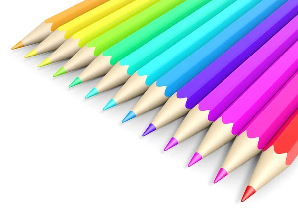 Wiersz ołówki kolorowe. — Zdjęcie stockowe