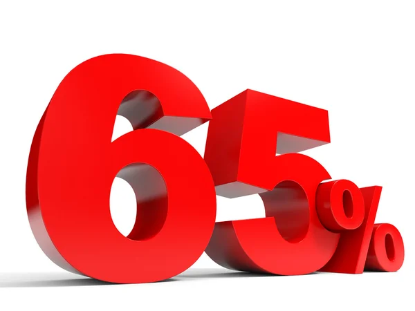 Rojo sesenta y cinco por ciento menos. Descuento 65 por ciento . — Foto de Stock