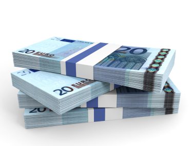 Avro banknotları yığını.