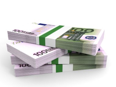 Avro banknotları yığını.