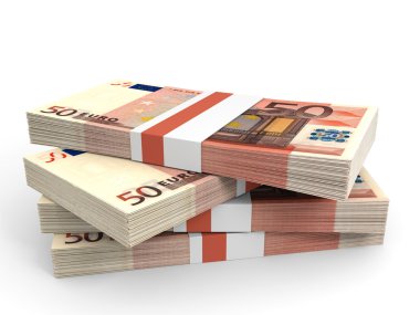 Avro banknotları yığını.