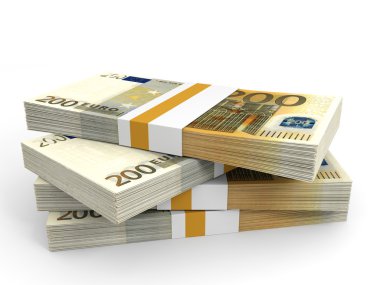 Avro banknotları yığını.