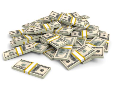 para yığını. yüz dolar.