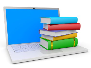 yığın kitap ve dizüstü.