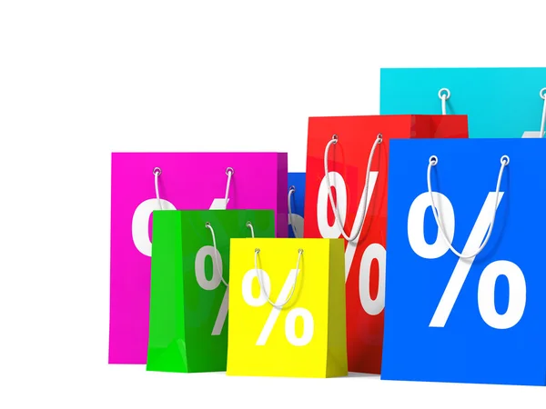 Shopping bags with percent sign. — Stock Photo, Image