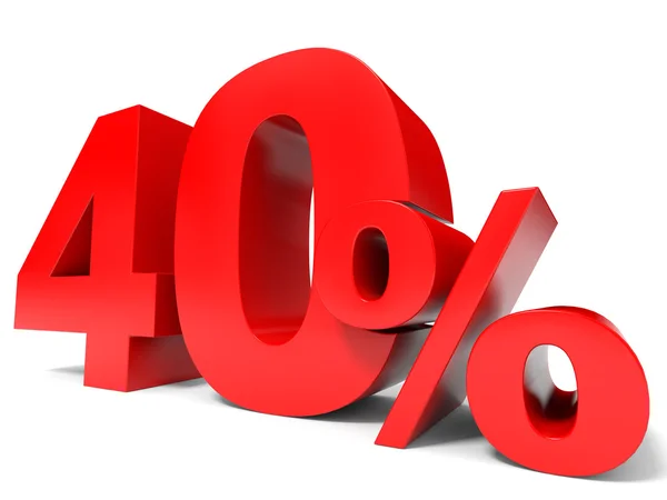 Czerwony czterdzieści procent off. Rabat 40%. — Zdjęcie stockowe