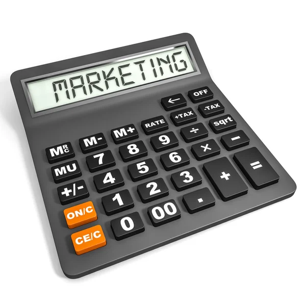 Miniräknare med marknadsföring på displayen. — Stockfoto