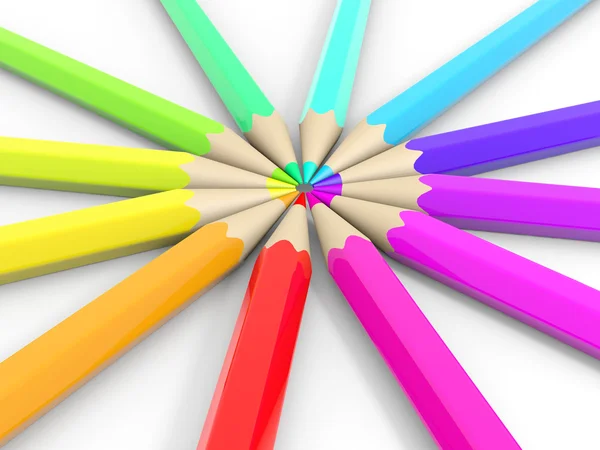 Circle of coloured pencils. — Stock Photo, Image