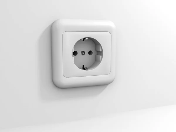 White electric socket at the wall — Stock Photo, Image