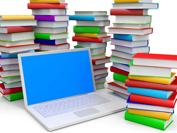 Stack di libri e laptop . — Foto Stock