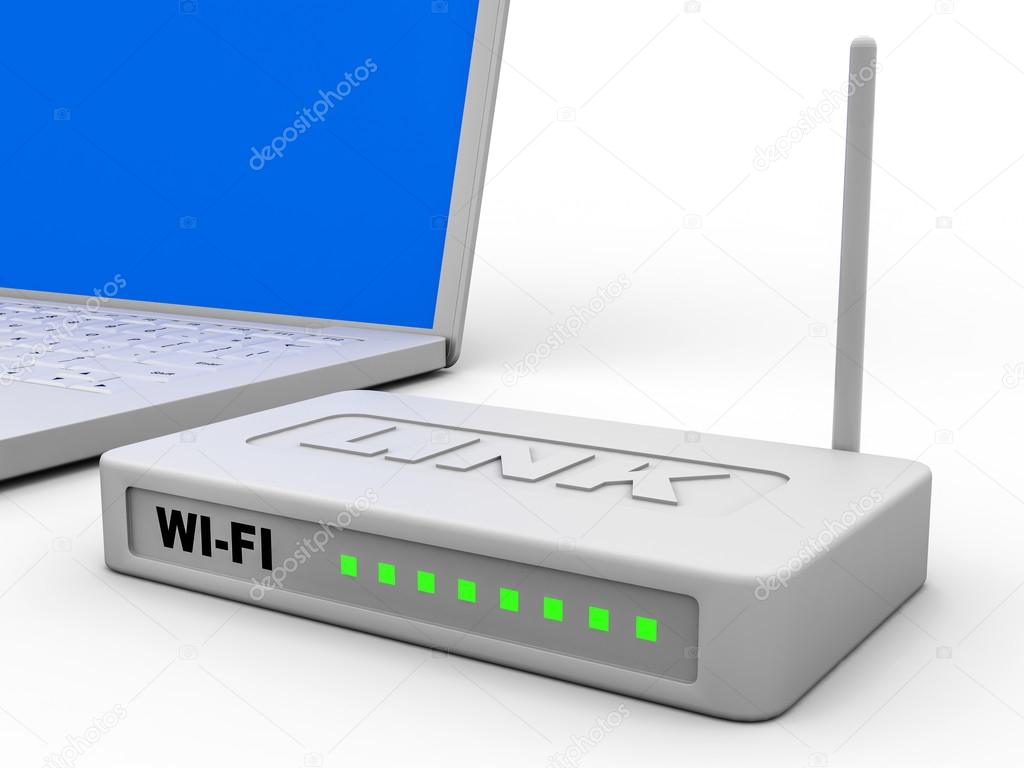 Wi-Fi router and laptop.