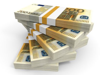 Avro banknotları yığını.
